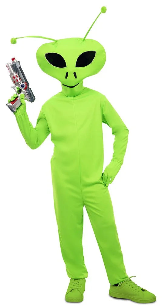 Disfraz de Alien Verde con Antenas Infantil Extraterrestres EuroCarnavales